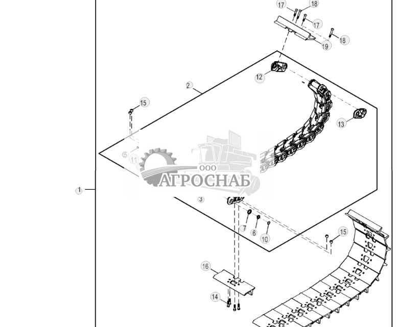 Смазываемая цепь гусеницы с 46 звеньями с башмаками 711 мм (28 дюймов) с улавливателем для тяжелых условий эксплуатации - ST790334 7.jpg